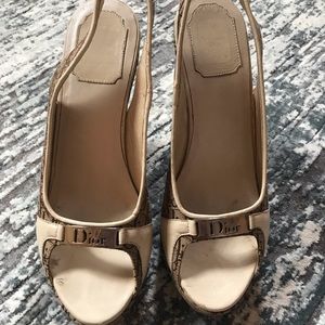 Dior peep toe wedge heels